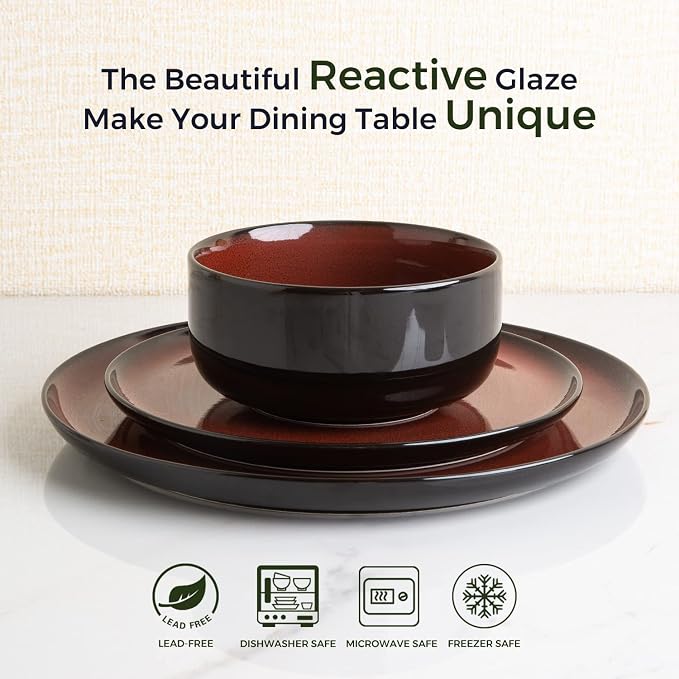 LERATIO Ceramic Plate Set of 6, 8.5 Inch Reactive Glaze Salad Plates | Modern - Image 2