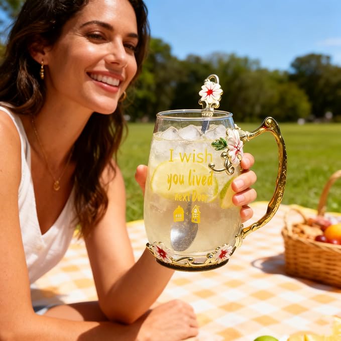 Unique Printing Glass Cup Flower Design Tea Cup Coffee Cup Ideal Christmas Gift - Image 7