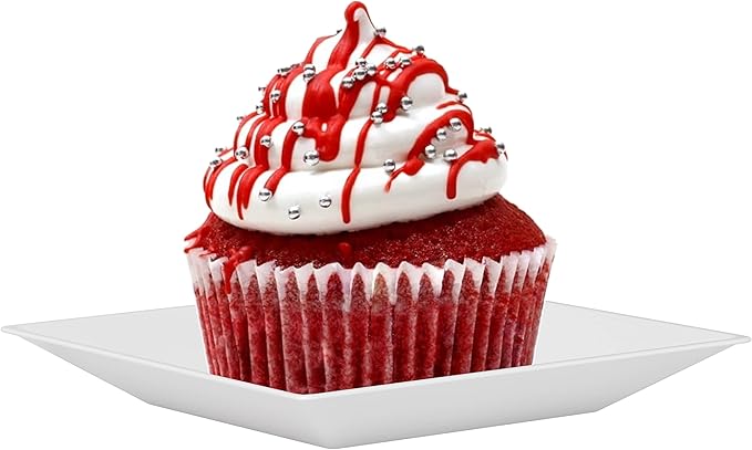 Exquisite Mini Disposable Appetizer Plates - 100 Pack 2.95" x 2.95" White Plastic Dessert Plates - Elegant Design for Weddings, Birthdays, and Formal Parties - Stackable and Convenient - BPA Free