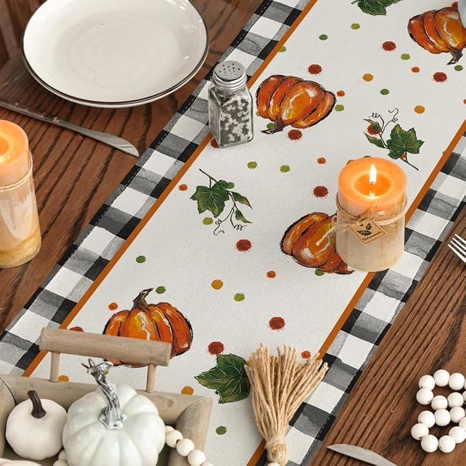 Artoid Mode 210 GSM Fall Table Runner 13x72 Inch Home Party Decor | Pumpkin Bow - Image 7