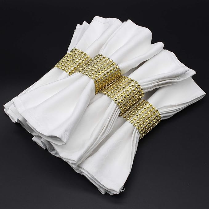 KPOSIYA Napkin Rings, Pack of 120 Rhinestone Napkin Rings Diamond Adornment for Place Settings, Wedding Receptions, Dinner or Holiday Parties, Family Gatherings (120, Gold)