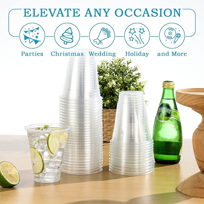 Turbo Bee 200 Pack 12 OZ Clear Plastic Cups, Disposable Crystal Plastic Party - Image 7