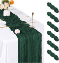 6 Pack Emerald Green Cheesecloth Table Runner, 17 x 108 inch, Semi Sheer Boho by ACSUIT