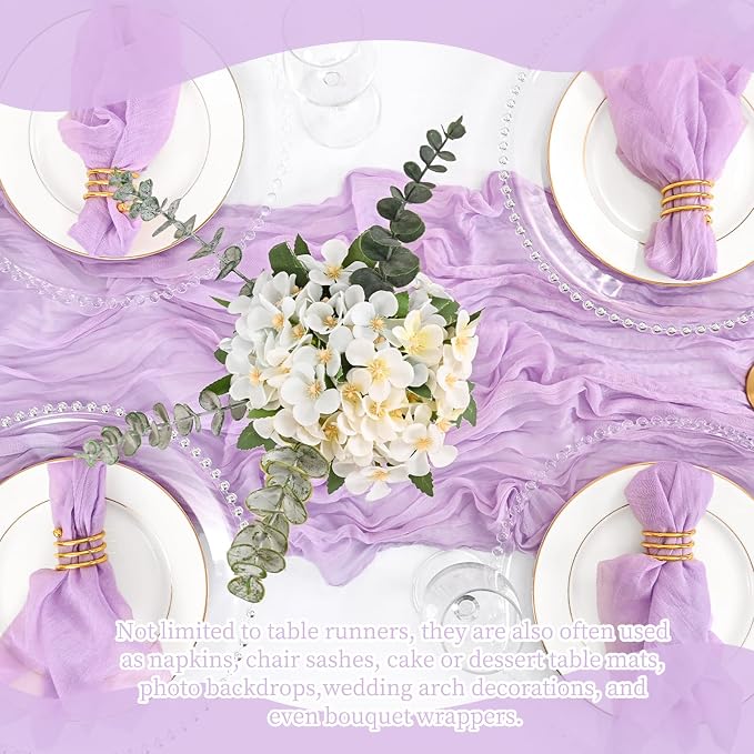 8 Pack Lavender Table Runner 17 x 108inch Cheesecloth Table Runner Boho Gauze - Image 7