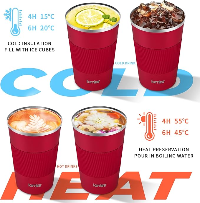 KETIEE Travel Coffee Mug Spill Proof 12oz, Insulated Travel Mug to Go, Reusable - Image 2