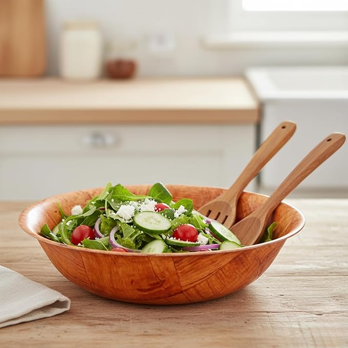 6-inch Wooden Serving Bowl, Set Of 6 | Round | Stackable | EZ To Wash | Great For Salads, Fruits, Snacks, And More [6PK]
