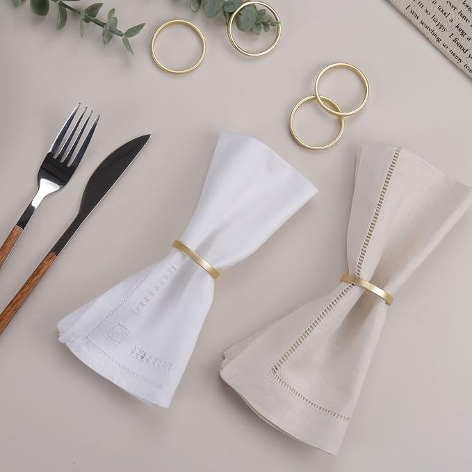 Cuff Brushed Gold Napkin Rings Set of 8, Circle Napkin Buckles Holder - Image 3