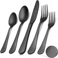 Matte Black Silverware Set, Satin Finish 20-Piece Stainless Steel Flatware Set by Sharecook