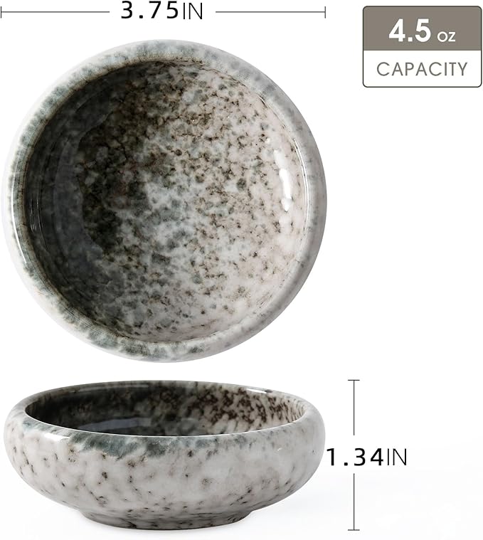 Uaral Soy Sauce Bowls Dipping Sauce Dish Ceramic Pinch bowl Japanese Dishes 3.75 Inch Set of 6 (Emerald Green)
