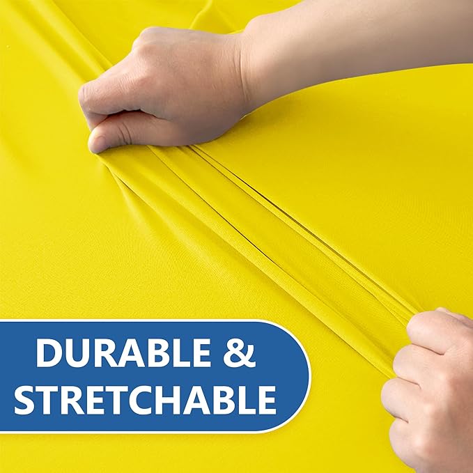 Fitted Stretch Table Cover for 6 Foot Rectangle Tables-6 Pack Yellow Spandex Tablecloth-Elastic Folding Tablecloths for Party, Vendor Booth Display, Banquet Buffet Event, Craft Trade Show