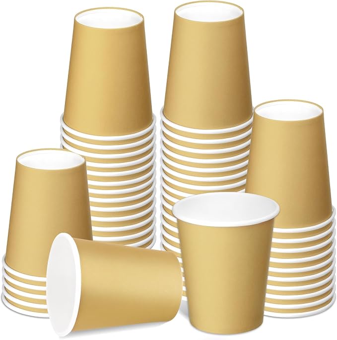50 Pack 8 Oz Disposable Paper Cups, Khaki Paper Coffee Cups | Hot Coffee Cups by BALDCC