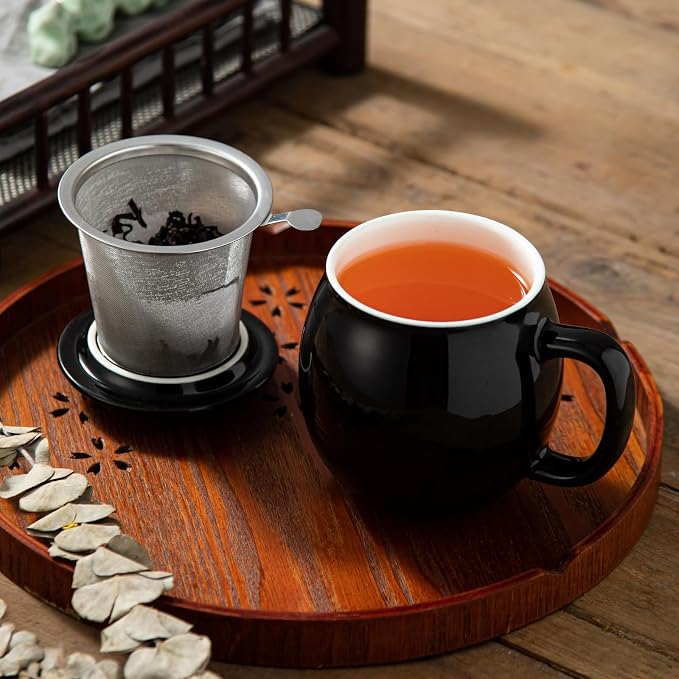 Yundu 12 OZ Brilliant Black Ceramics Teacup - Image 4