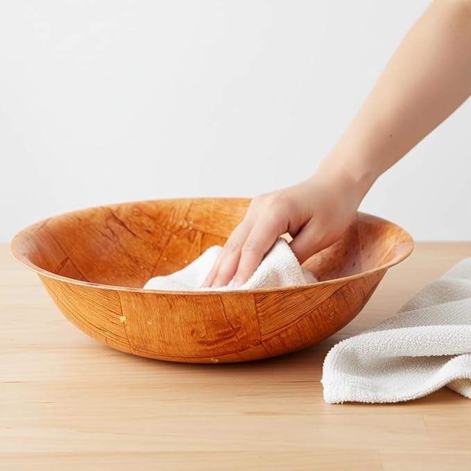 8-inch Wooden Serving Bowl, Set Of 6 | Round | Stackable | EZ To Wash | Great For Salads, Fruits, Snacks, And More [6PK]