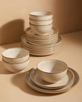 Stoneware Dinnerware Sets for 6, 18 Pieces Ceramic Plates and Bowls Sets by Pokini