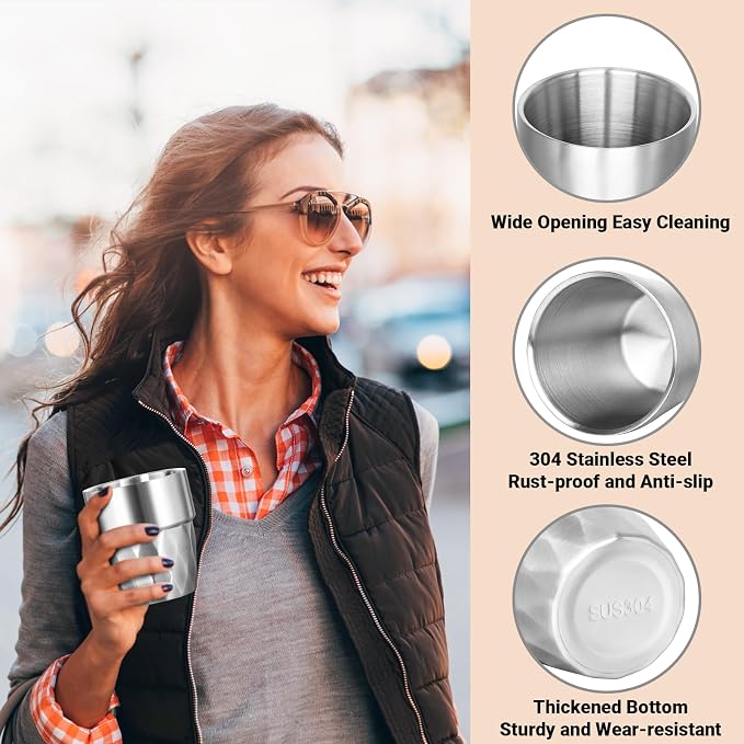 Metal Glasses, 10 oz Insulated Tumbler, 8 Pack Double Wall Unbreakable - Image 4