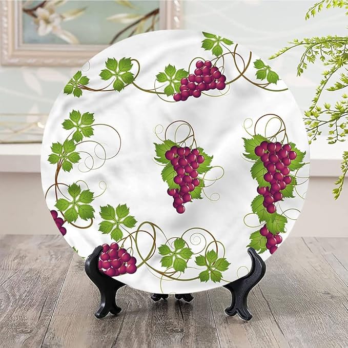 Ceramic Display Plate, Vine Ceramic Hanging Decorative Plate, Agriculture Harvest Yield, 10 Inch, Household Custom Ceramic Plate, Multicolor