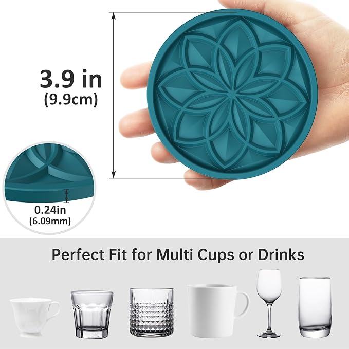 HFHOME Silicone Coasters Set, Bar Tabletop Protection - Image 3