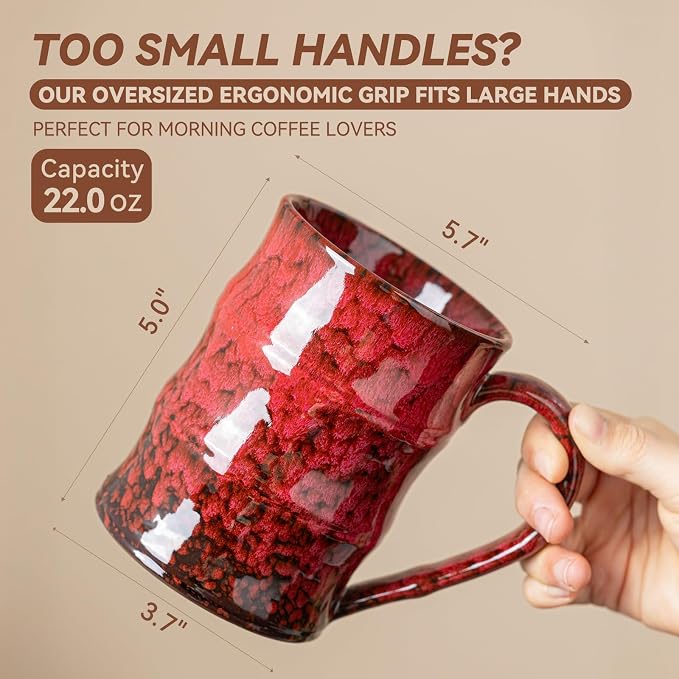 22oz Red Kiln-Change Ceramic Coffee Mug - Image 6