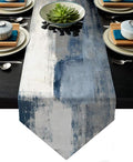 Blue and Grey Table Runner by AILUER