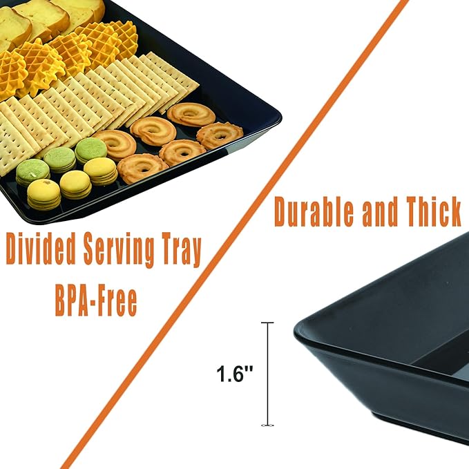 Serving Tray Platter, 2 Pcs Food Tray for Veggie Fruit Snack Dessert Cookie Cheese, Food Trays for Party Supplies Display, Plastic Platters for Serving Food, Large Trays, BPA Free