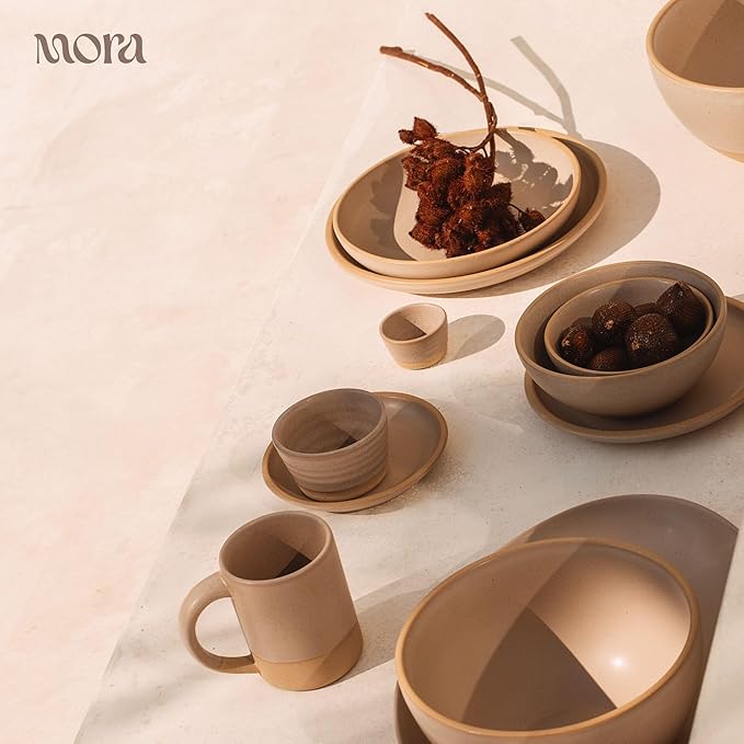 MORA Small Bowls Set of 4, 16oz Ceramic Pottery Dessert Bowls - Microwave, Oven and Dishwasher Safe - Mushroom