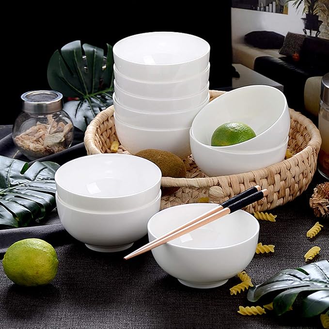 Foraineam 12 Pack 10 Ounces Porcelain Small Bowl Set White Round Bowls - Image 5