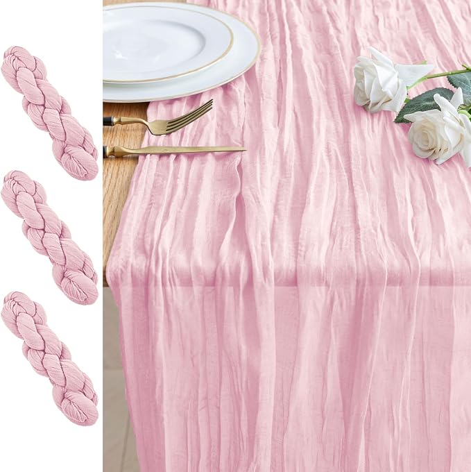 Cheesecloth Table Runner 10FT 4Pcs Blushing Pink Boho Gauze Runners | Cheese by Xiomot
