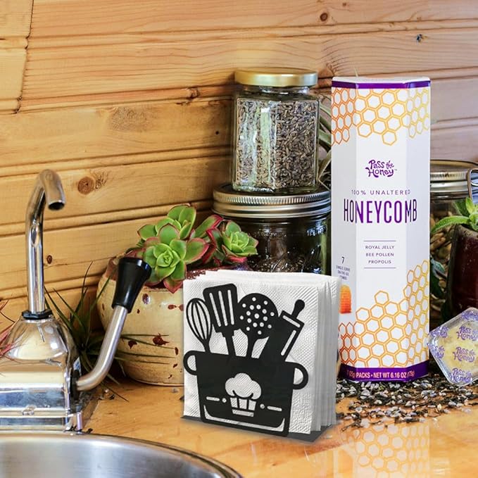 Kitchenware Decorative Black Metal Napkin Holder for Table, 4.9" x 5.3" x 2" Pot Standing Napkin Holder for Home Kitchen Restaurant Picnic Party Coffee Bar Dining Room