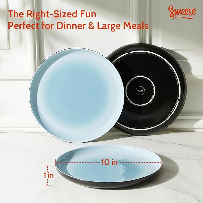 Sweese Porcelain Dinner Plates Set of 6, 10 Inch Lightweight Round Dish Set - Image 2