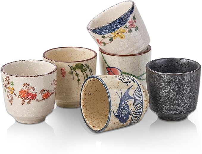 Japanese Tea Cups, Ceramic Matcha Cup, Handless Espresso Cups | 6oz Small by CHILDIKE