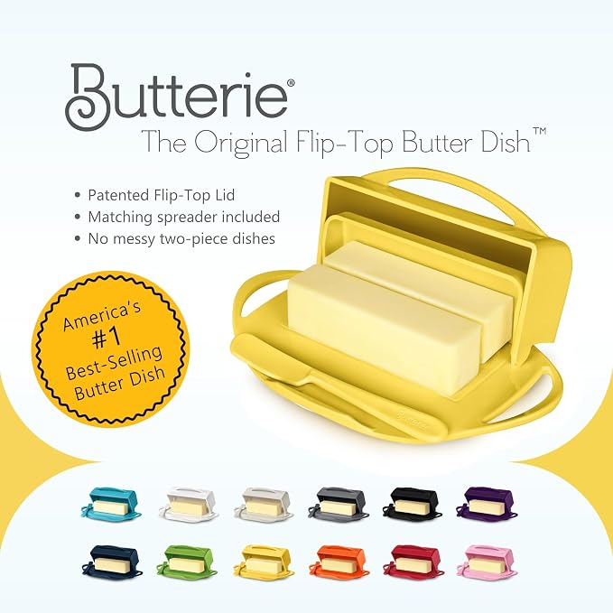 Flip Top Butter Dish with Attached Lid & Matching Knife - Image 10