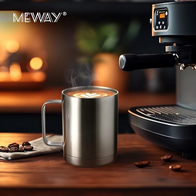 MEWAY 12oz Coffee Mug With Handle 2 Pack Bulk, Stainless Steel Insulated Travel - Image 6
