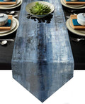 Blue and Grey Table Runner by AILUER