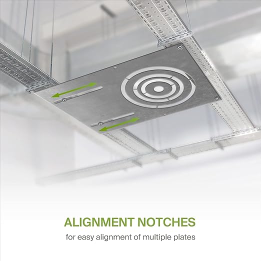 ASD 13 Inch New Construction Mounting Plate with Asymmetric Round Hole - 3/4/6 Inch Flat Steel Rough in Wafer Light Bracket, Shallow LED Recessed Lighting Housing, 6 Pack