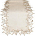 Phantomon Neutral Linen Table Runner 72 Inches Beige Embroidered Runner Lace by Phantomon