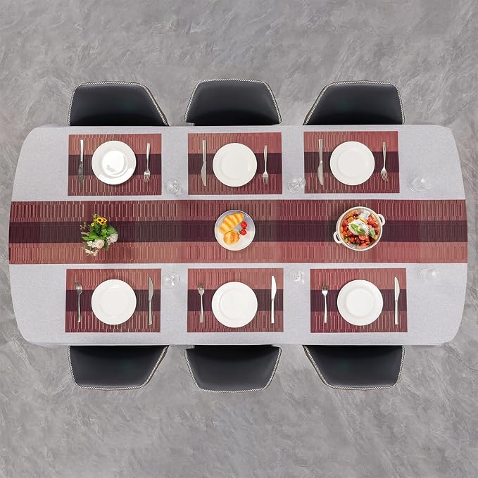 Table Runner 71 Inches Long, Vinyl Woven Farmhouse Table Runners | Washable - Image 8