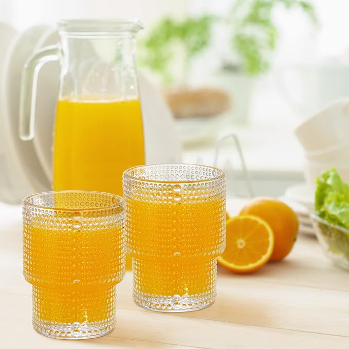 ZOOFOX Set of 8 Juice Glasses, 7 oz Heavy Base Hobnail Glassware - Image 6