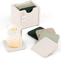 Fluxynara Felt Coasters with Holder, Nordic Moss | Square Felt Coasters by FLUXYNARA