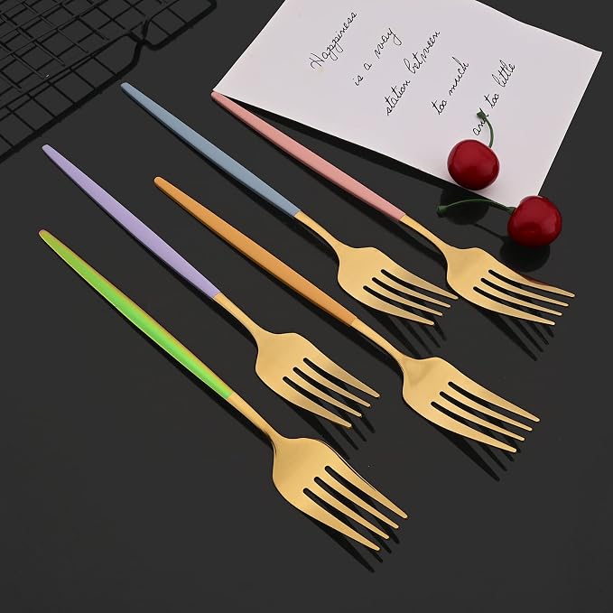 JASHII Flatware Set 24 Piece, Stainless Steel Silverware Set, Macaron Small - Image 7