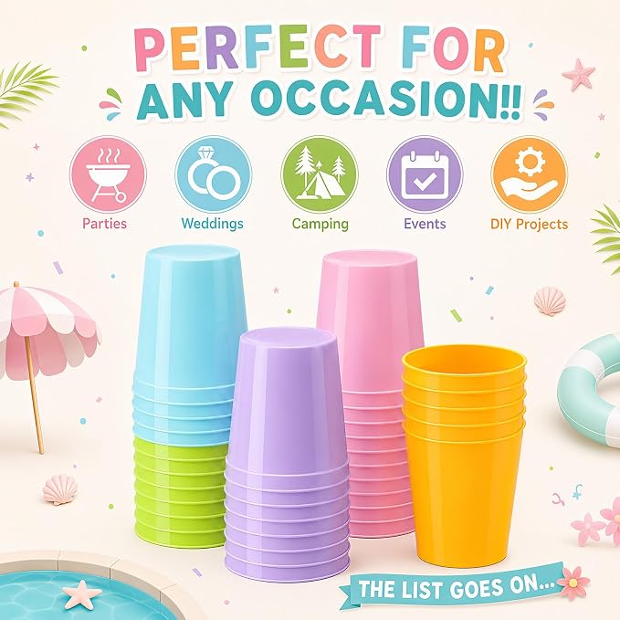 Yungyan 50 Pack 16 oz Stadium Cups Reusable Plastic Cups Blank Drink Stadium - Image 4
