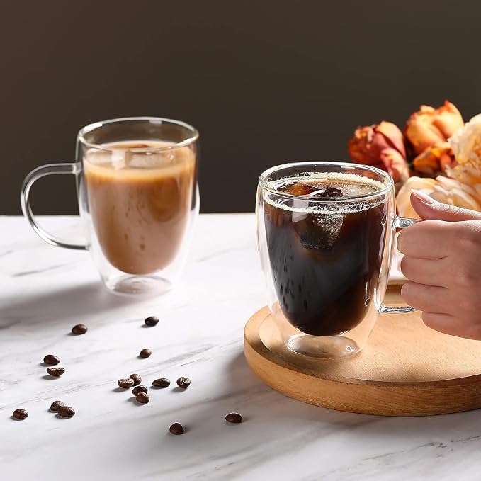 Espresso Cups Set Of 2, Double Walled Glass Coffee Mugs - Image 2