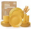 40 Piece Wheat Straw Dinnerware Sets by Perlapoc