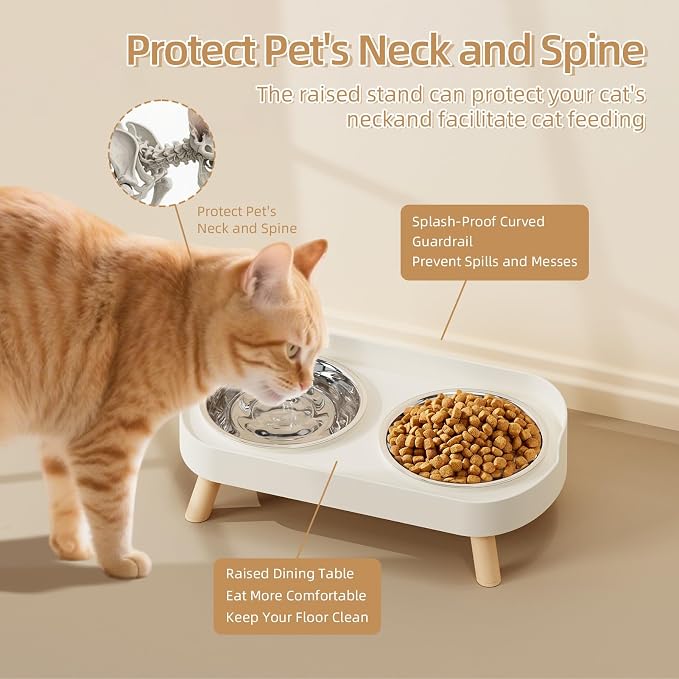 Elevated Cat Bowl, Raised Cat Food and Water Bowl Set - Image 3