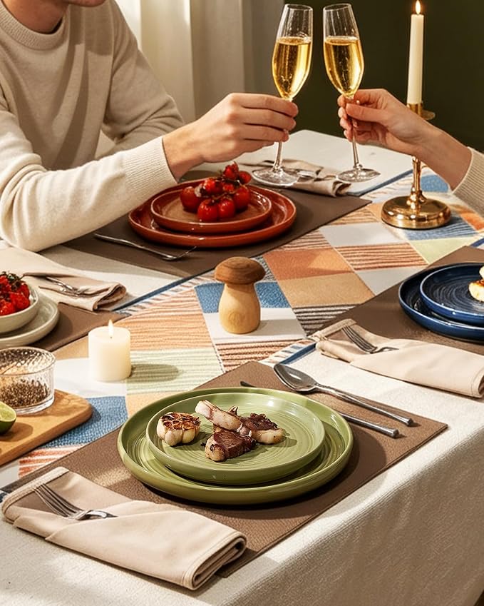 Dinnerware Set for 8, Ceramic Plates and Bowls, Chip & Scratch Resistant - Image 2