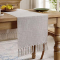 Cotton Linen Table Runner, 13x72 Inch Light Coffee by Aoztio