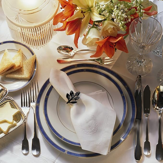 KPOSIYA Napkin Rings Set of 20 Hollow Cut Metal Napkin Holder Dinning Table - Image 4