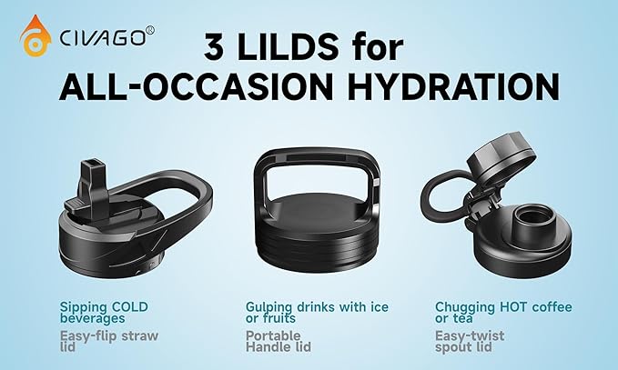 CIVAGO 24 oz Insulated Stainless Steel Water Bottle - Image 3