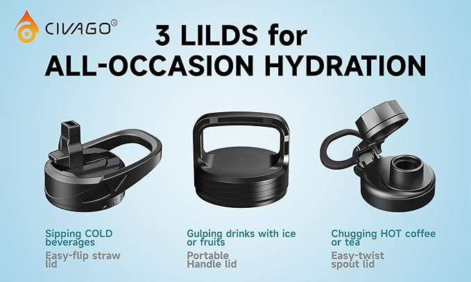 CIVAGO 32 oz Insulated Stainless Steel Water Bottle - Image 2