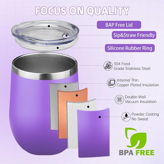 12oz/4 Pack Stainless Steel Wine Tumbler - Image 3