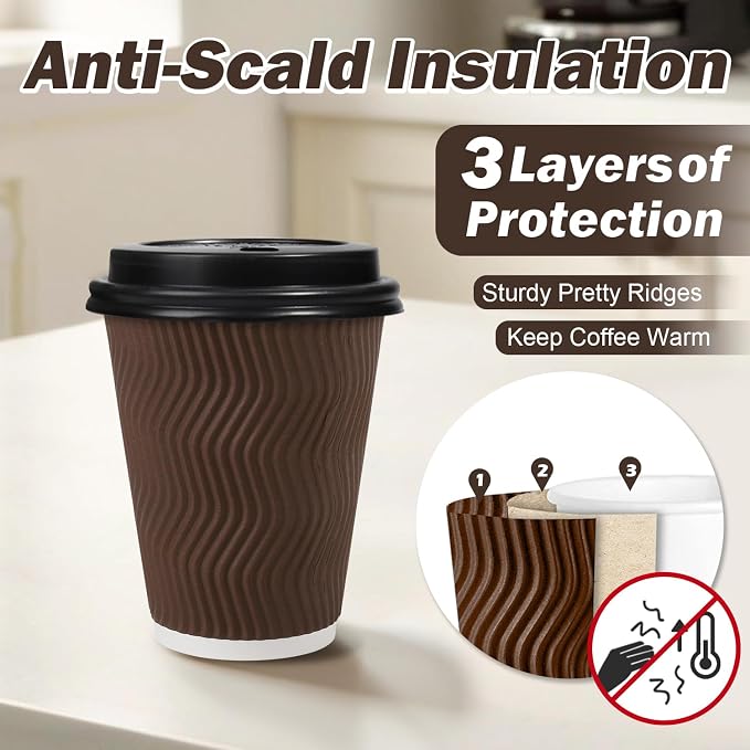 100Pack 8oz Disposable Coffee Cups - Image 3